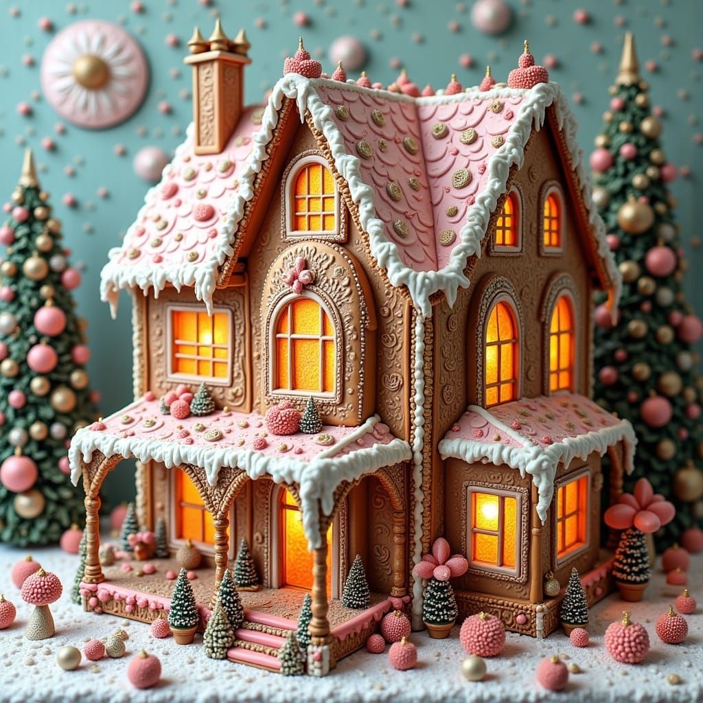 Whimsical Gingerbread House Illustration in Nicoletta Ceccol...
