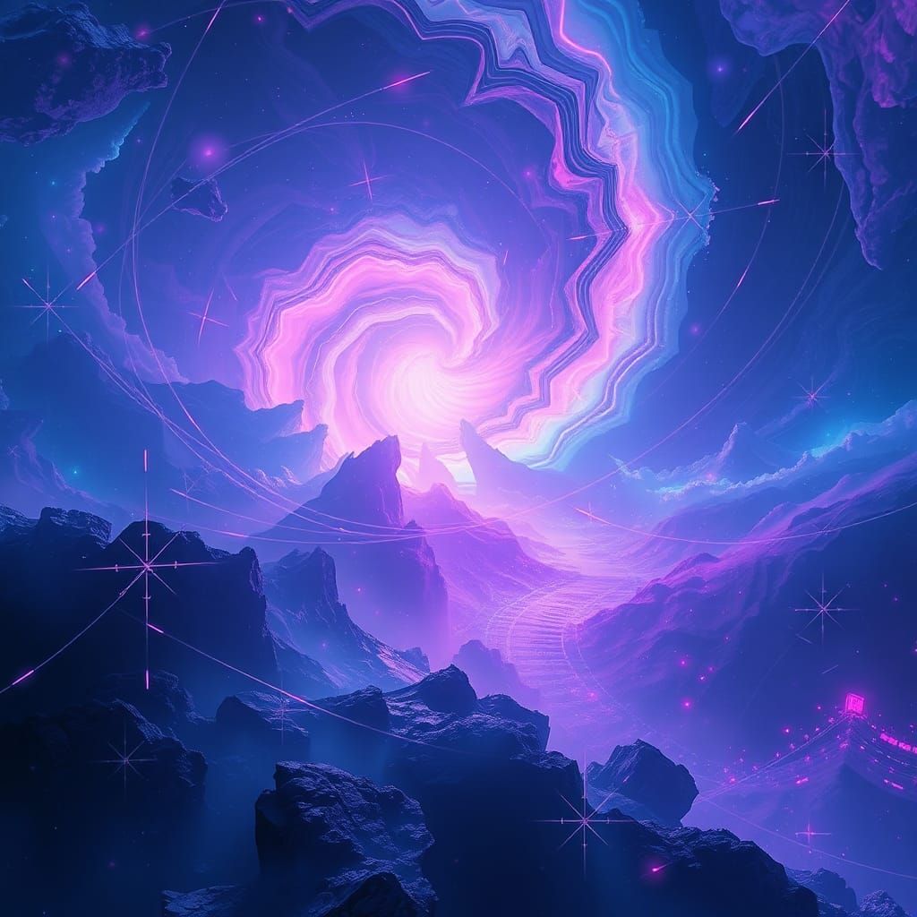 Ethereal Dreamscape in Neon-Lit Futuristic Style