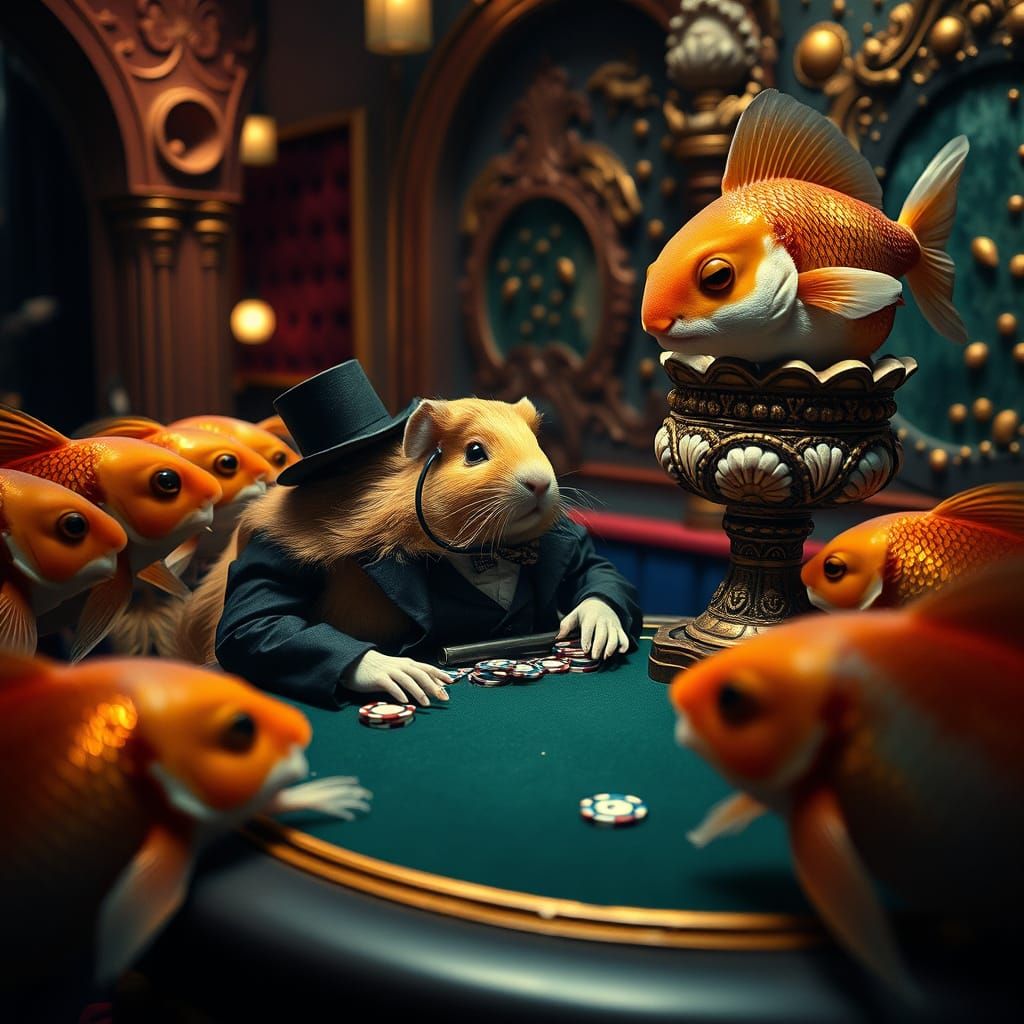Whimsical Guinea Pig Gambit in a Lavish Underwater Casino