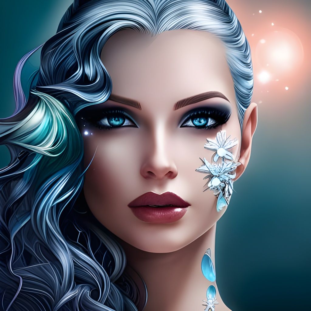 Water Fairy with Crystals and Glitter Flowers