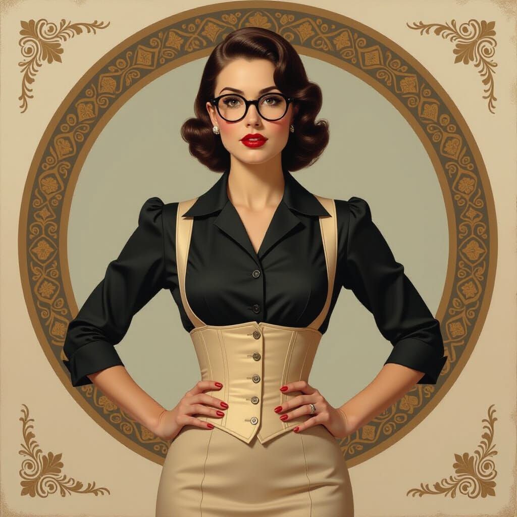 Jasmine in 1950s Fashion, Oil Painting