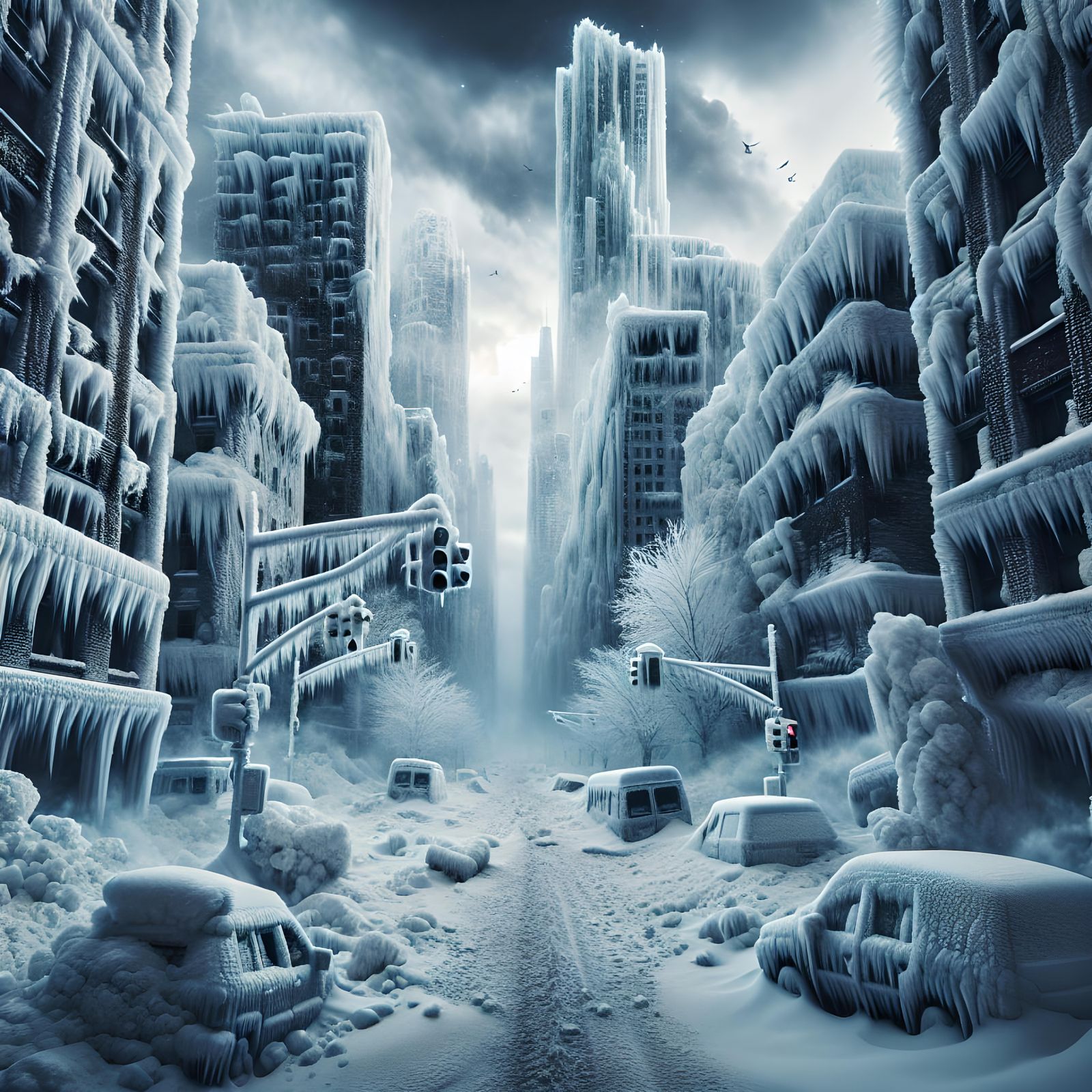 Futuristic Ice Age Cityscape in Computer Generated Art