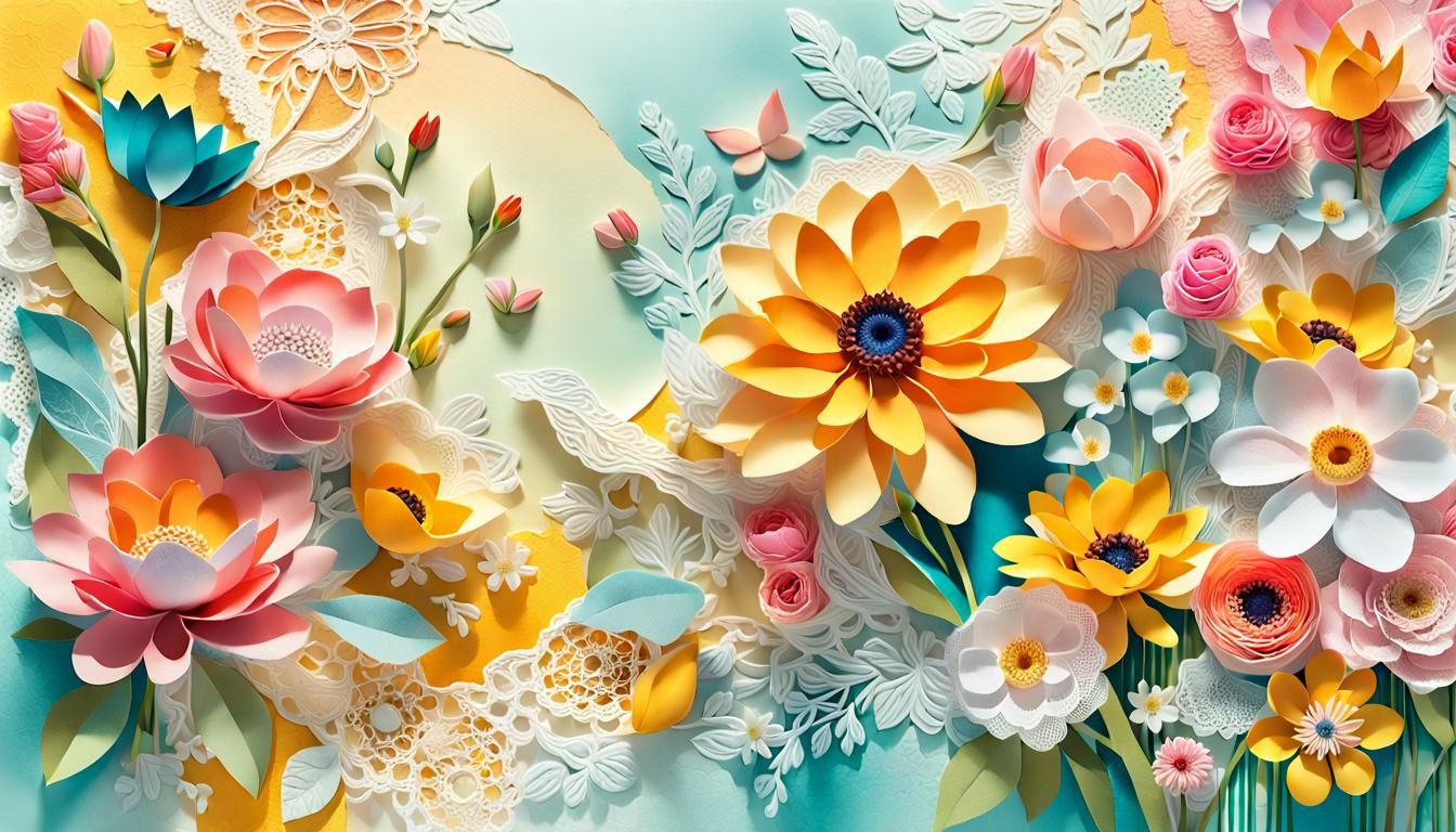 Spring Collage: Mixed Media Blooms in Pastel Hues