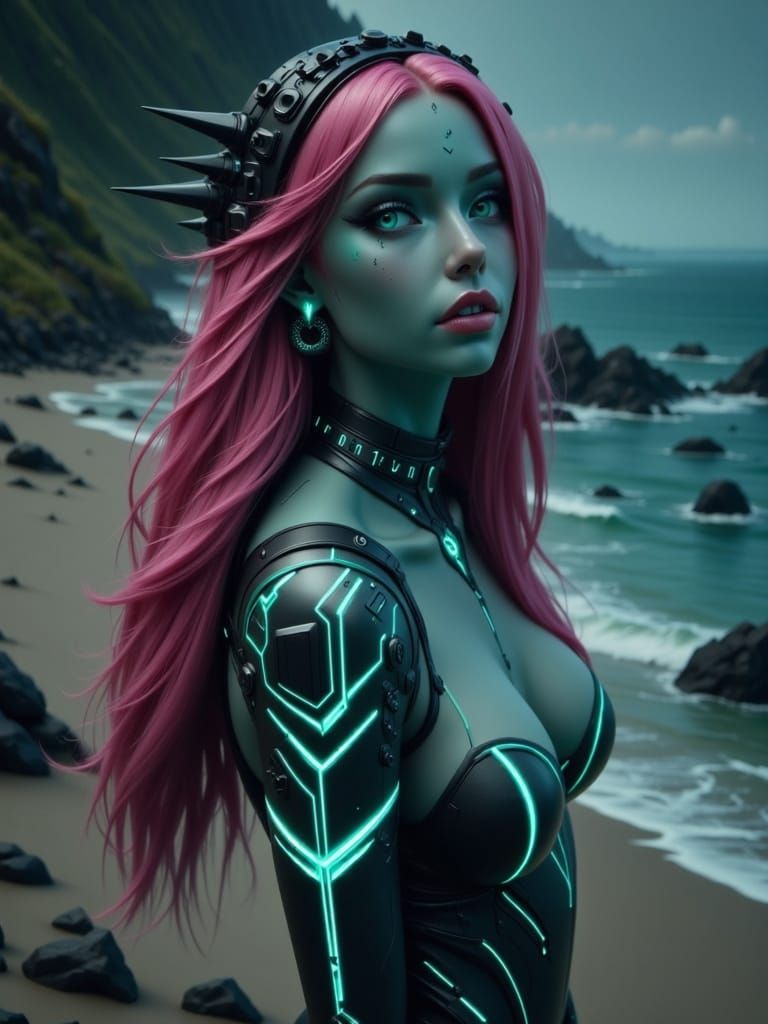 A gritty, raw, high-contrast, chest-up shot features a young...