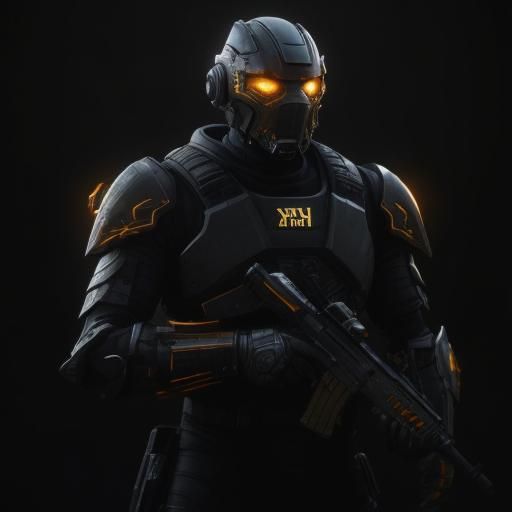 Cyrax Masked Character in Black Chrome Armor