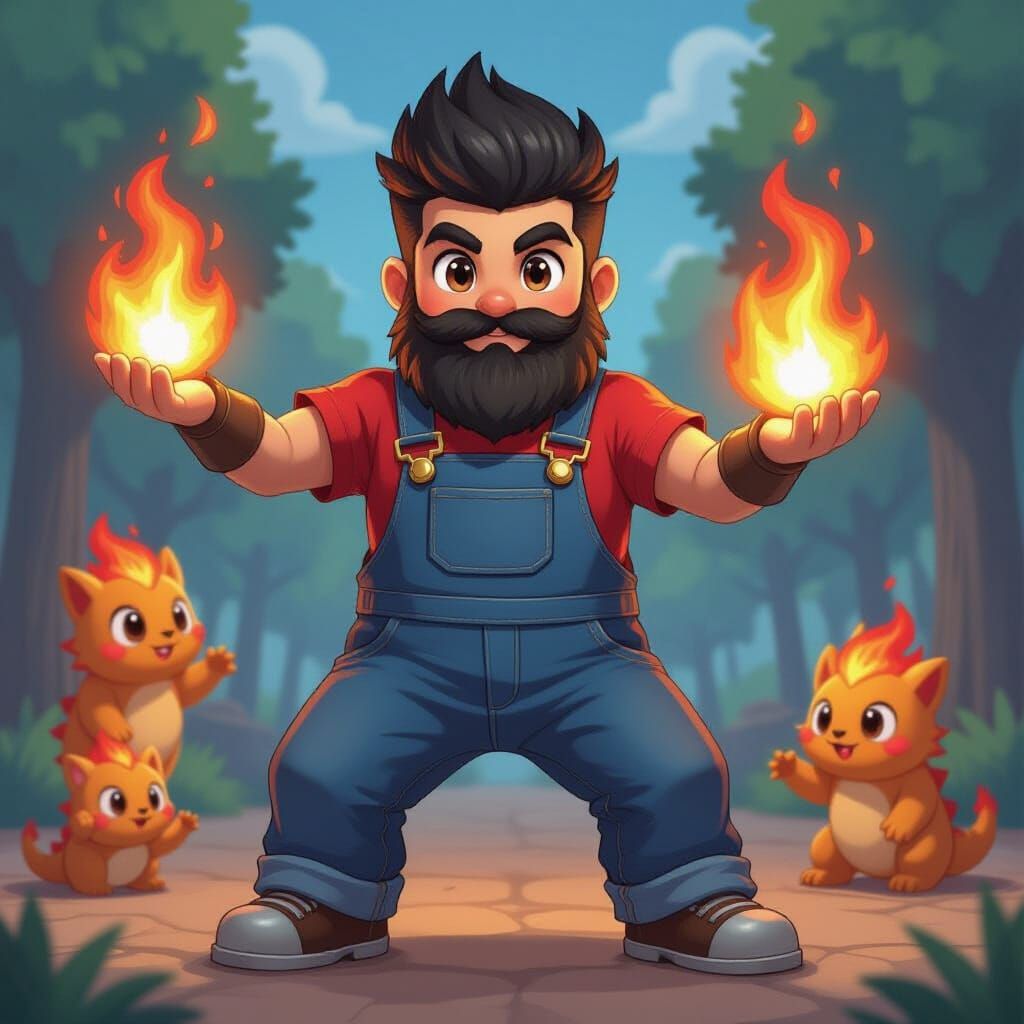 Cute Fire Wizard in Super Nintendo Land, Anime Style