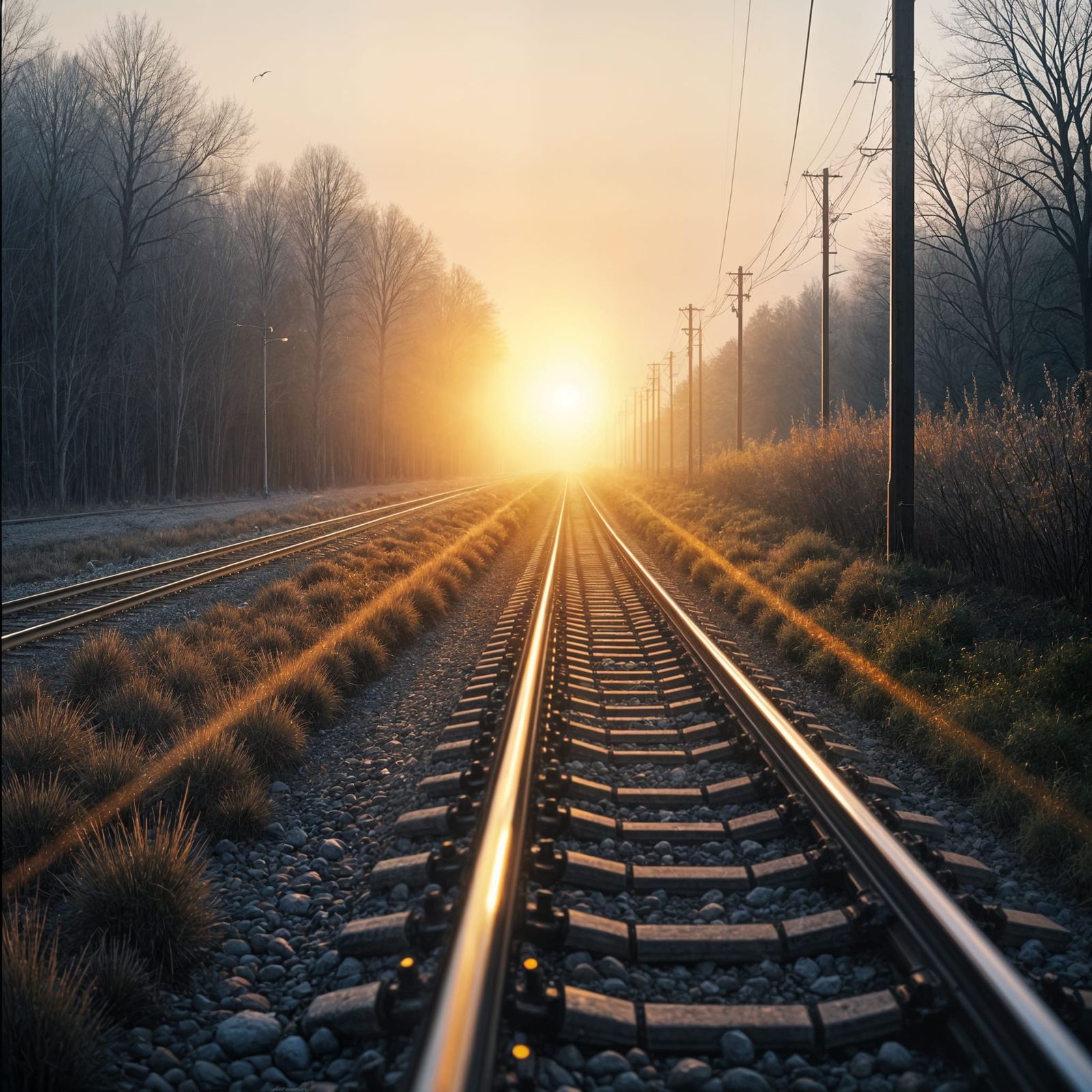Approaching Train with Brilliant Headlights in Vintage Style