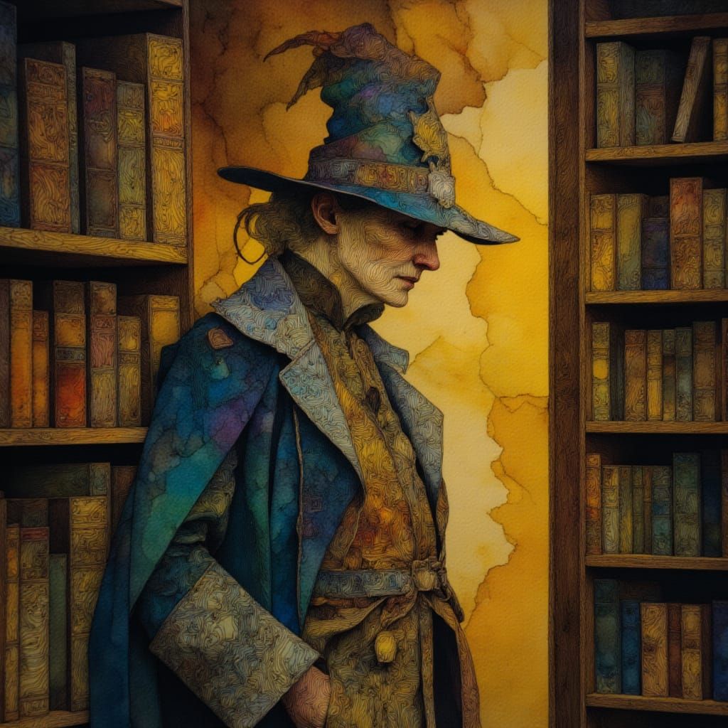 Mystical Library Exploration in Digital Painting Style