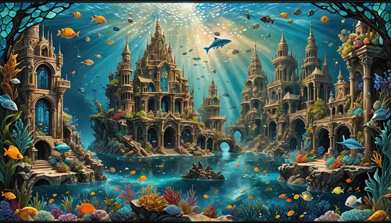 Atlantis Panel with Mermaids in Atlantean Style