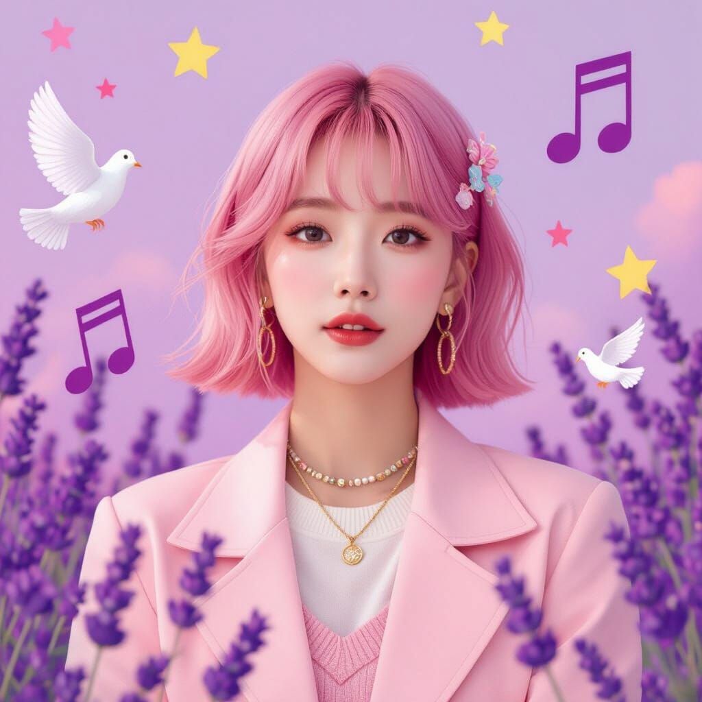 K-Pop Idol Jiae with Pink Hair and Dreamy Style