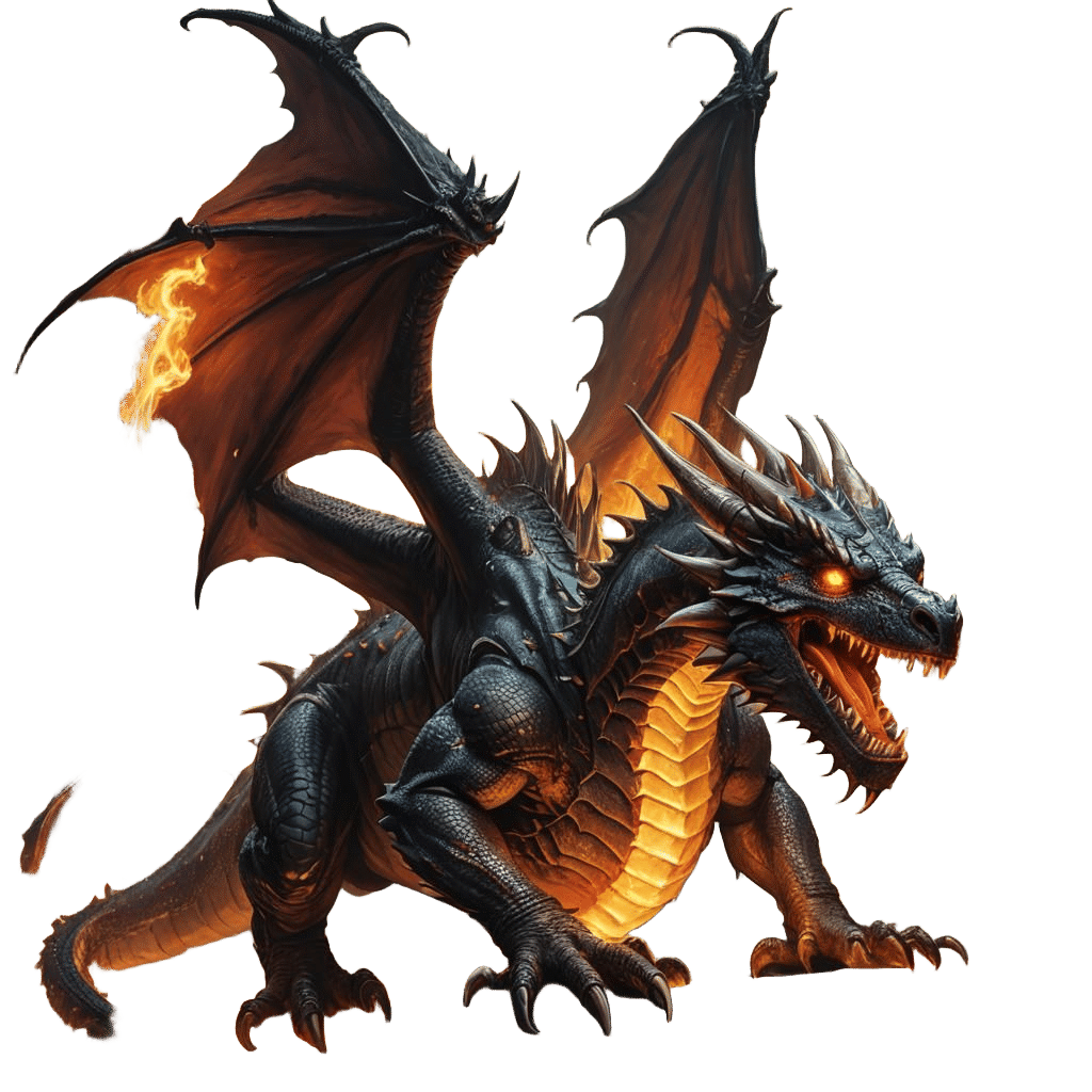 Sinister Fire-Breathing Dragon with Glowing Eyes