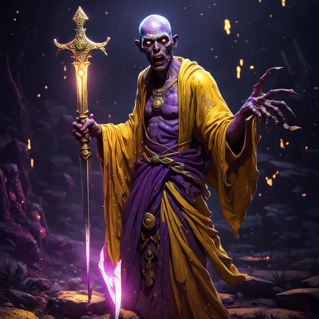 Vetala Zombie with Glowing Head in Dark Fantasy Style