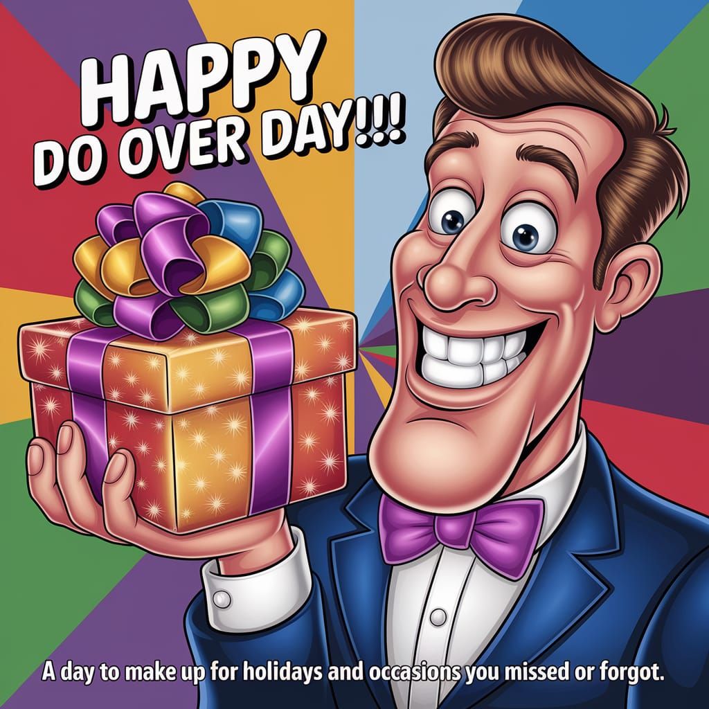 Apologetic Husband Offers Gift in Hyperrealistic Cartoon Sty...