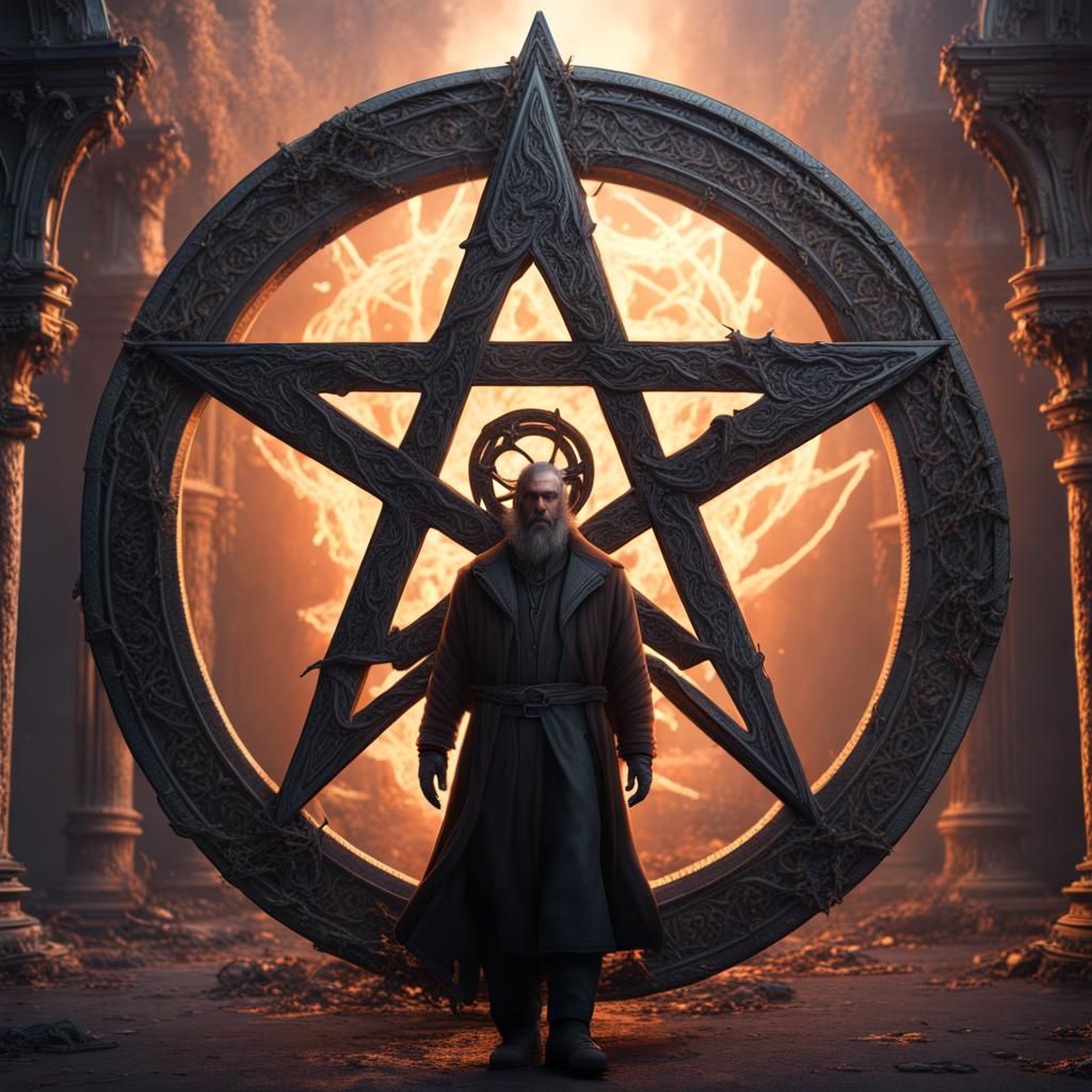 Hyperrealistic Black Magic Pentagram Ritual