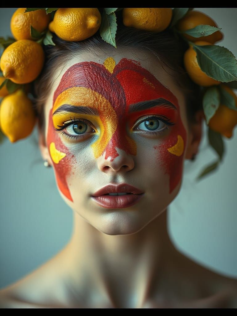 Lemon Headdress Portrait in Photographic Style