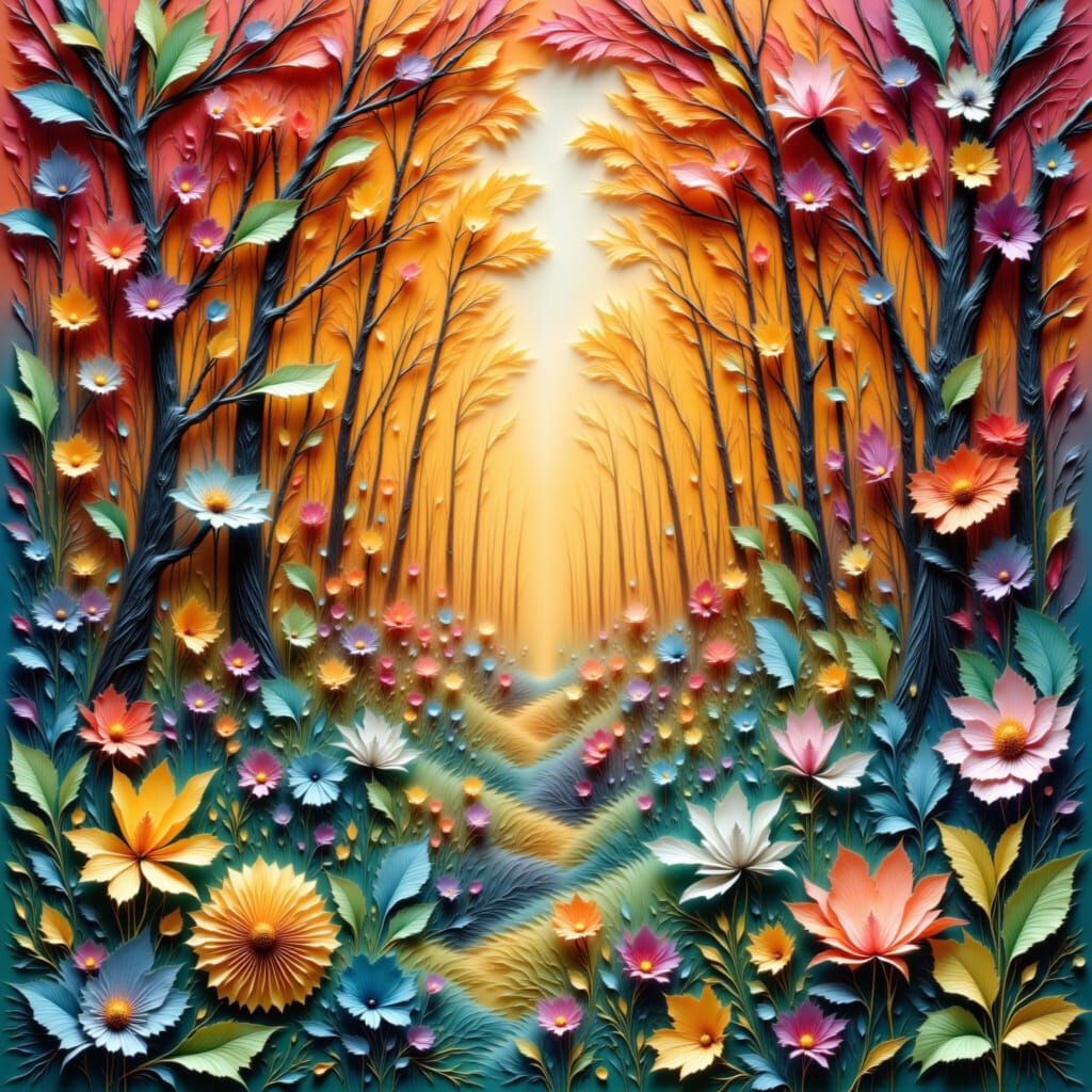 Paper Forest Collage with Origami Animals