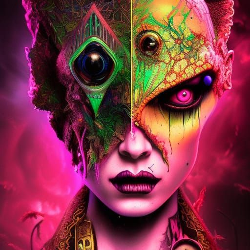 Psychedelic Horror Alien in Dark Academia Style