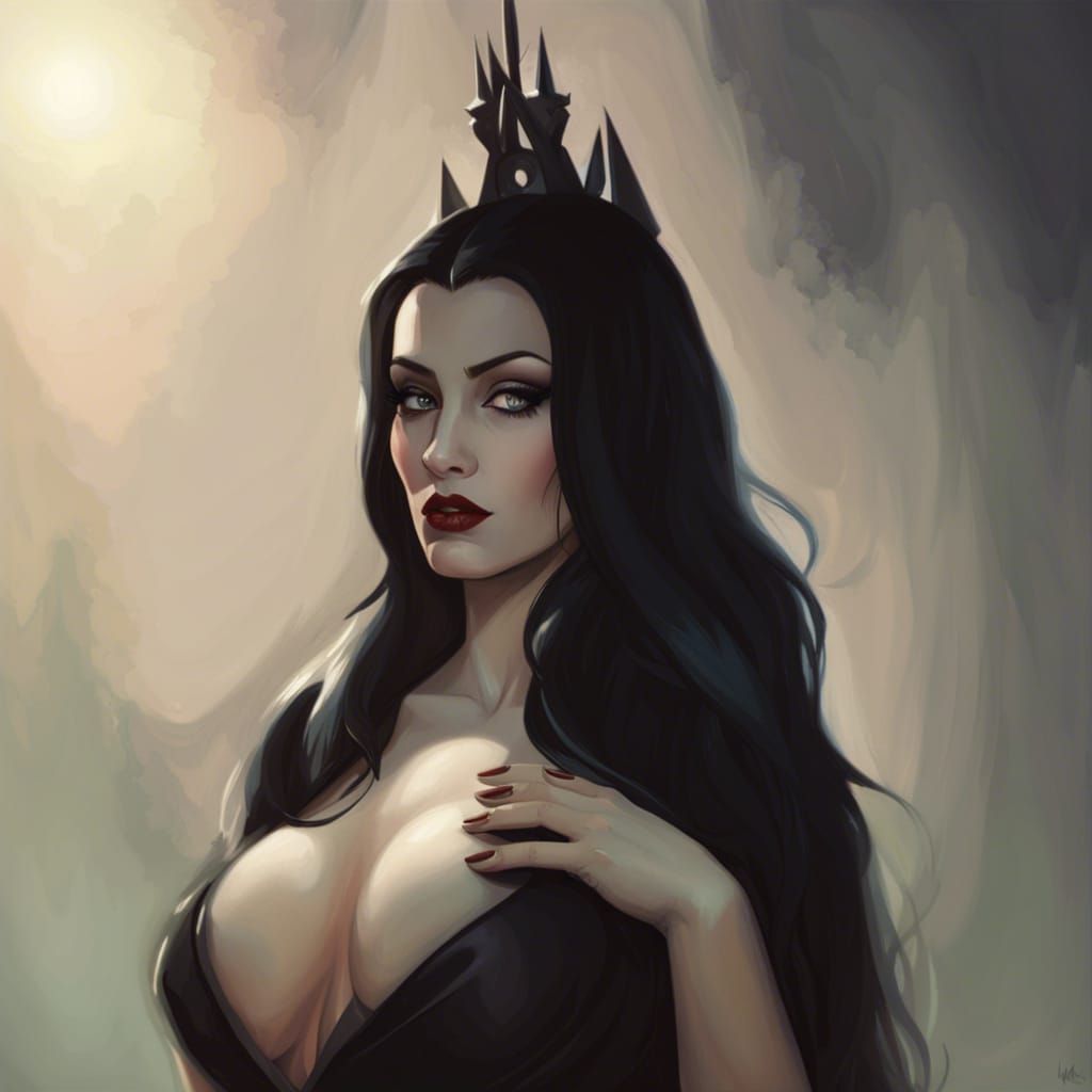 Lily Munster Portrait in Gothic Art Style