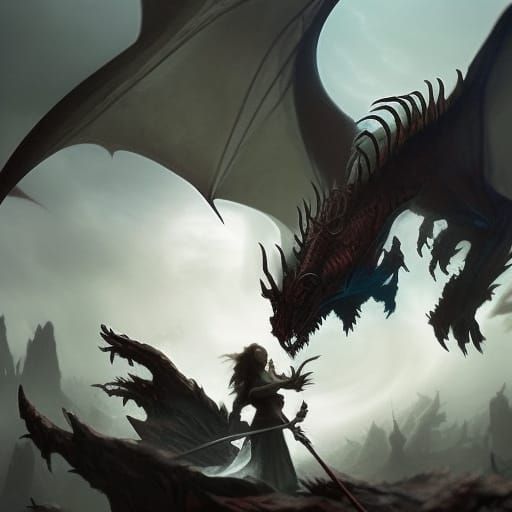 Majestic Dragon Art in Dark Fantasy Style