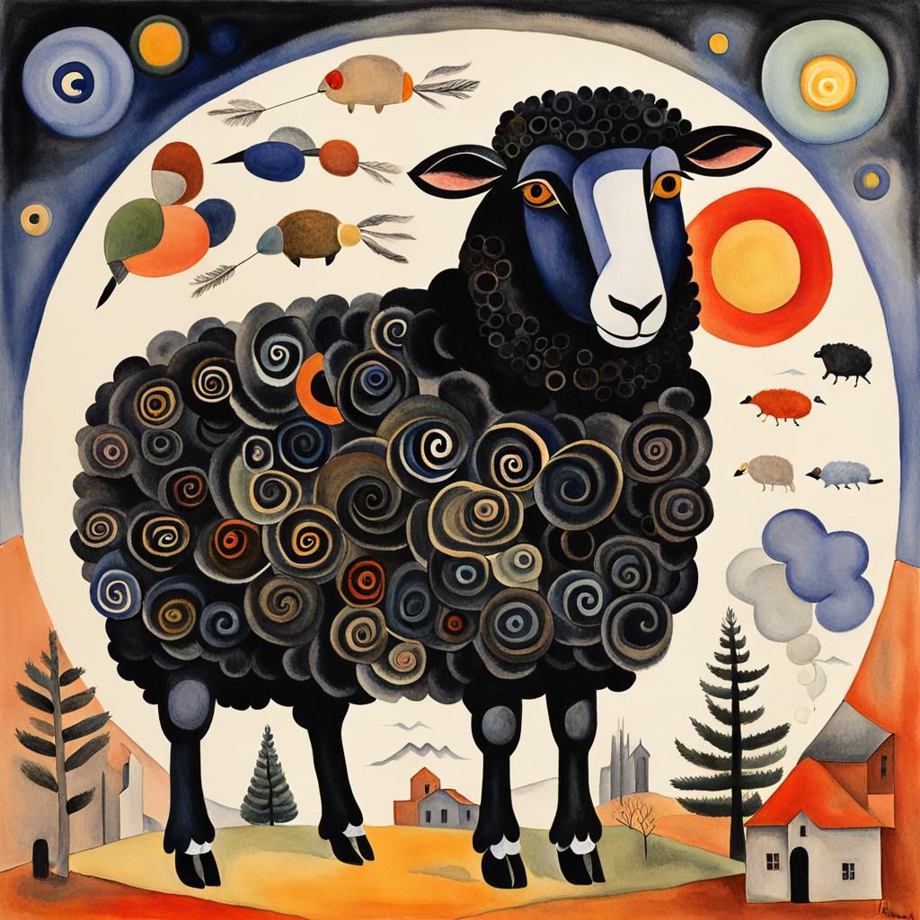 Dada Black Sheep in Vibrant Watercolour