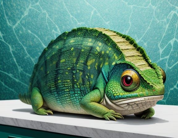 Chameleon Bread Loaf in Surreal Style