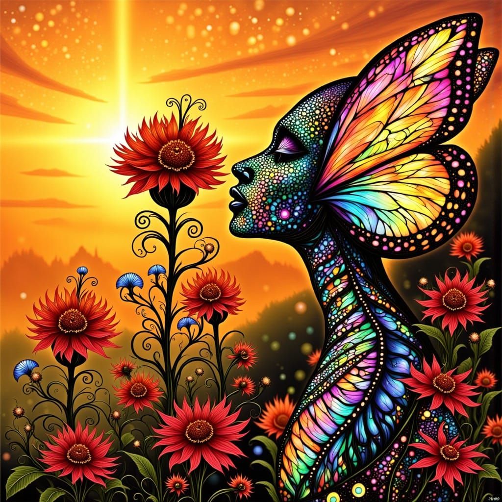 Exquisite Rustic Butterfly in Glitch Art Style