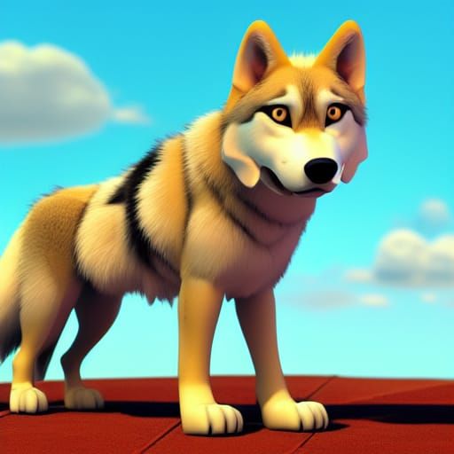 Dogs and Wolves in 3D Digital Art Style
