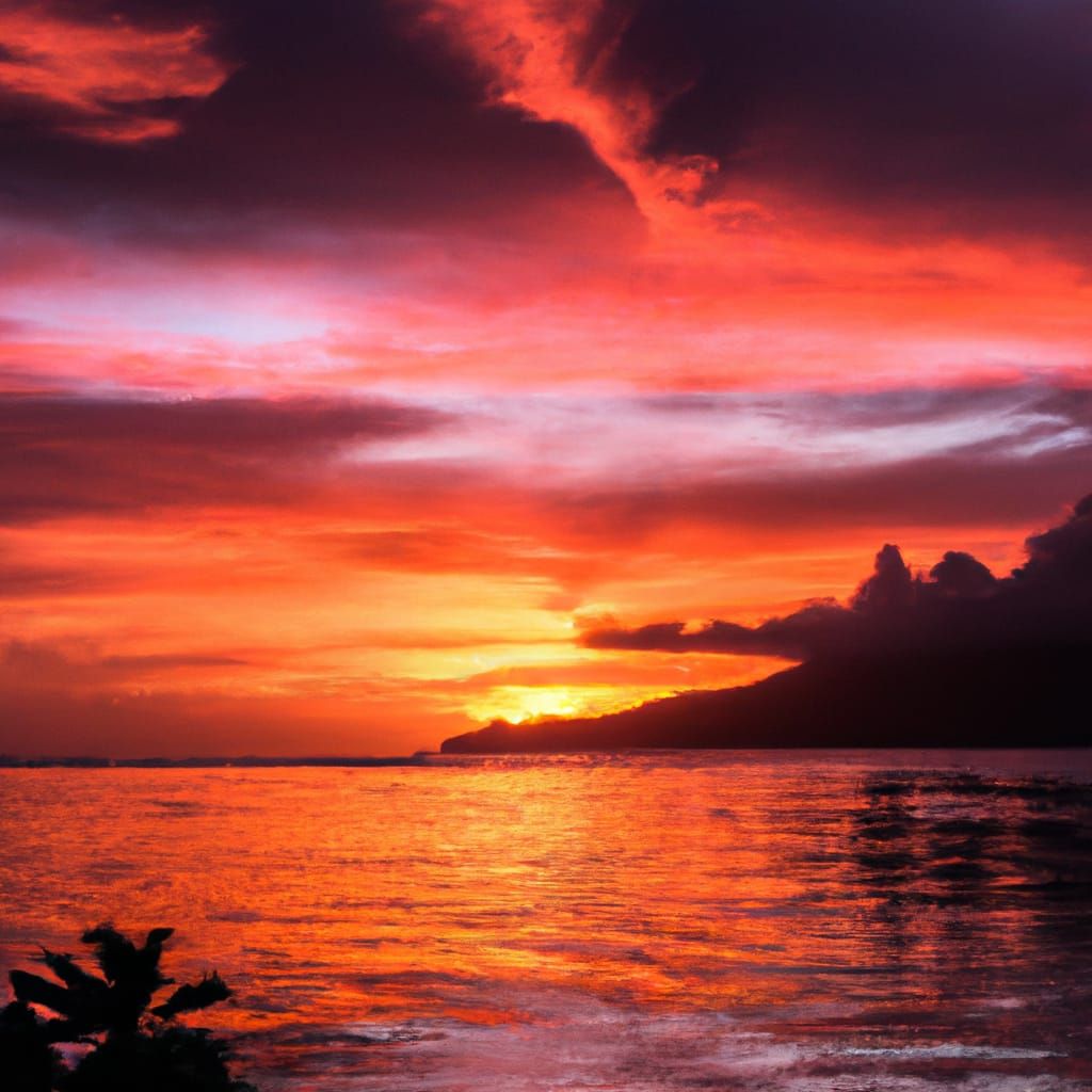 Tahiti Island Sunset