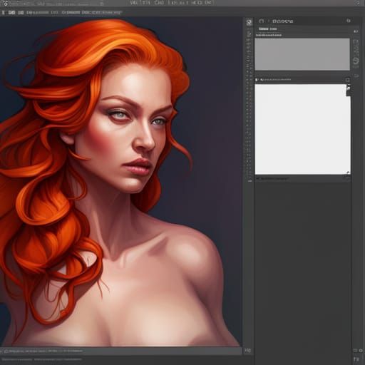 Voluptuous Ginger Woman: Hyperdetailed Portrait in Art Nouve...