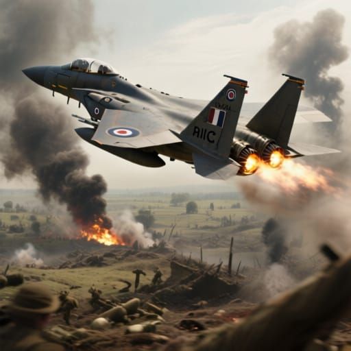 RAF F-15E Over WW2 Battlefields in Full Afterburner
