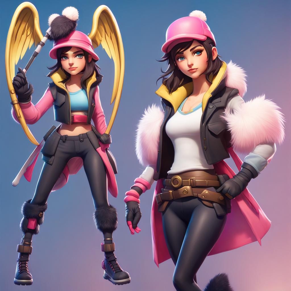 Anime Girl with Wings and Swords