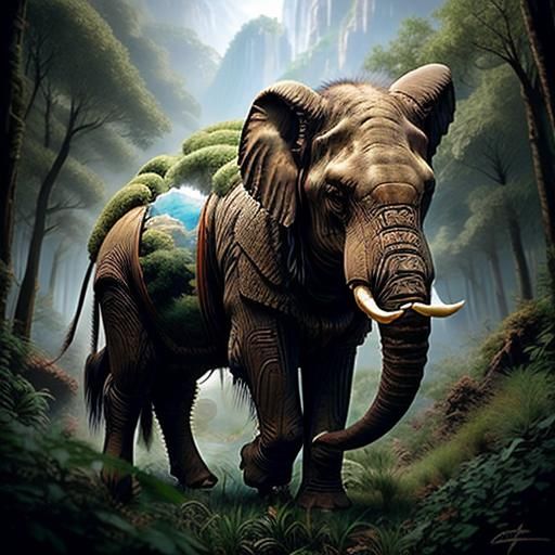 Double Exposure: Amazonian Warrior and Valley Elephant