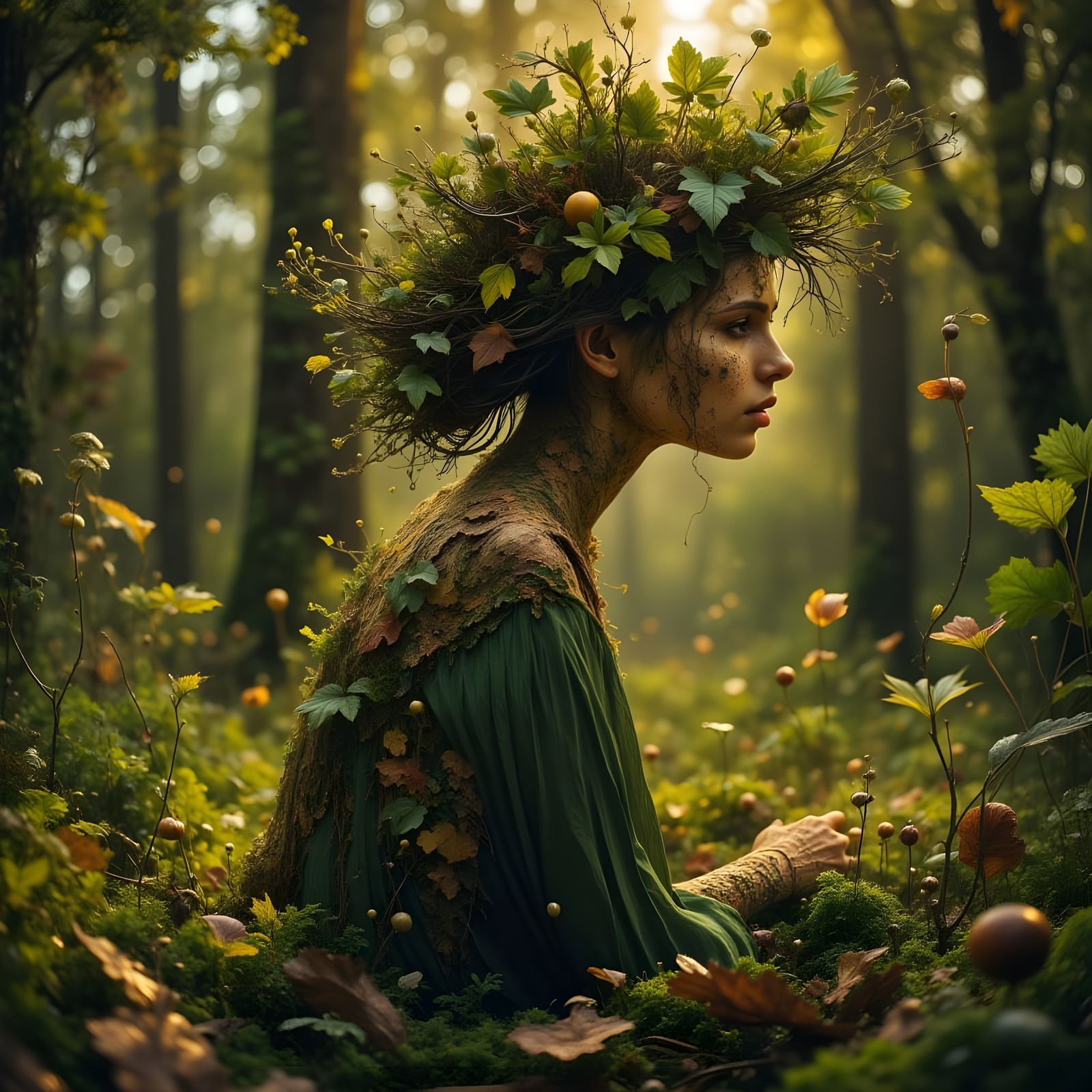 Gnarly Old Tree Woman in Dreamy Enchantment Style