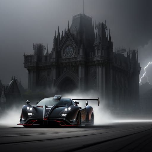 Red Pagani Zonda Races on Stormy Track