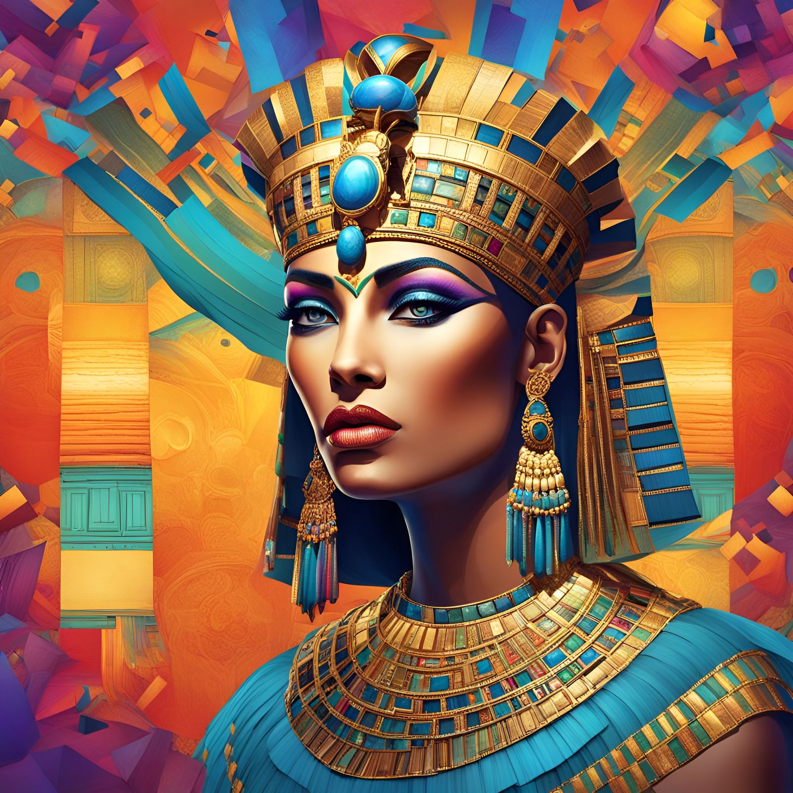 Ethereal and Vibrant Cleopatra Portrait