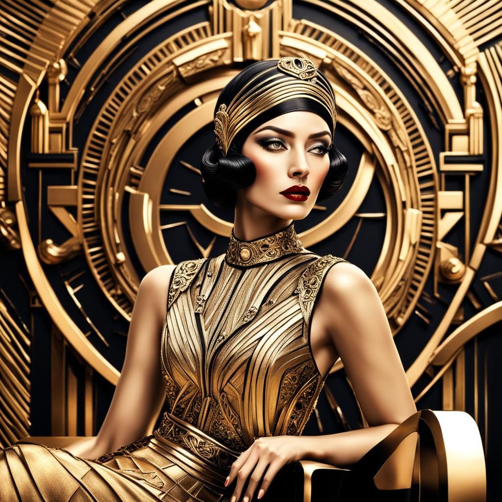 Art Deco Woman in Gold and Black