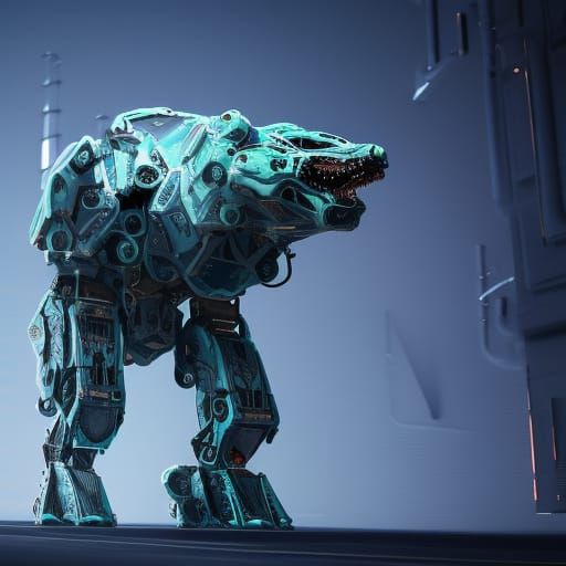 Scary Blue Cheese Creature with Mech Details