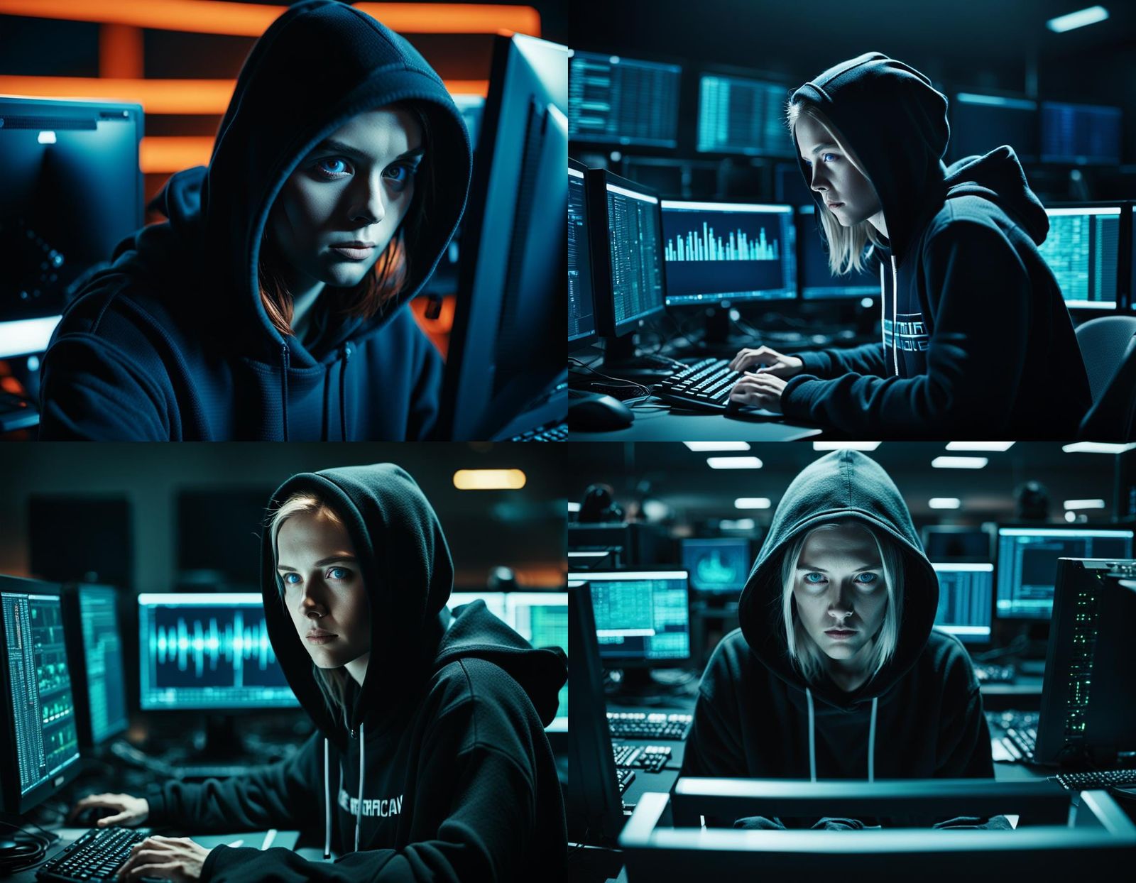 Intense Hacker in Cinematic Film Still