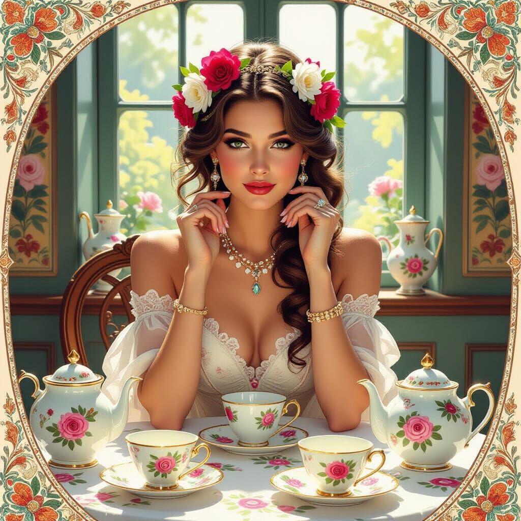 Vintage Tea Party in Art Nouveau Style