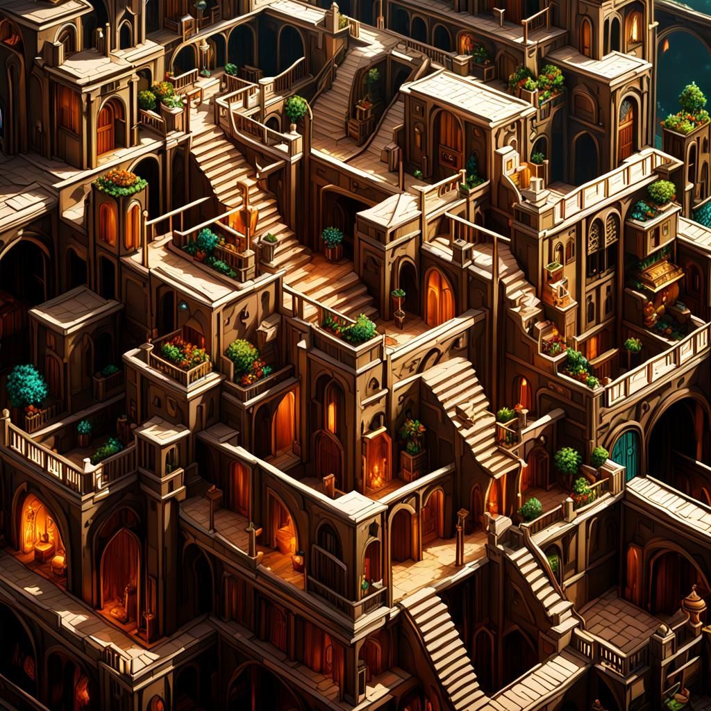 Fantastical Isometric Matte Painting in 8K Resolution