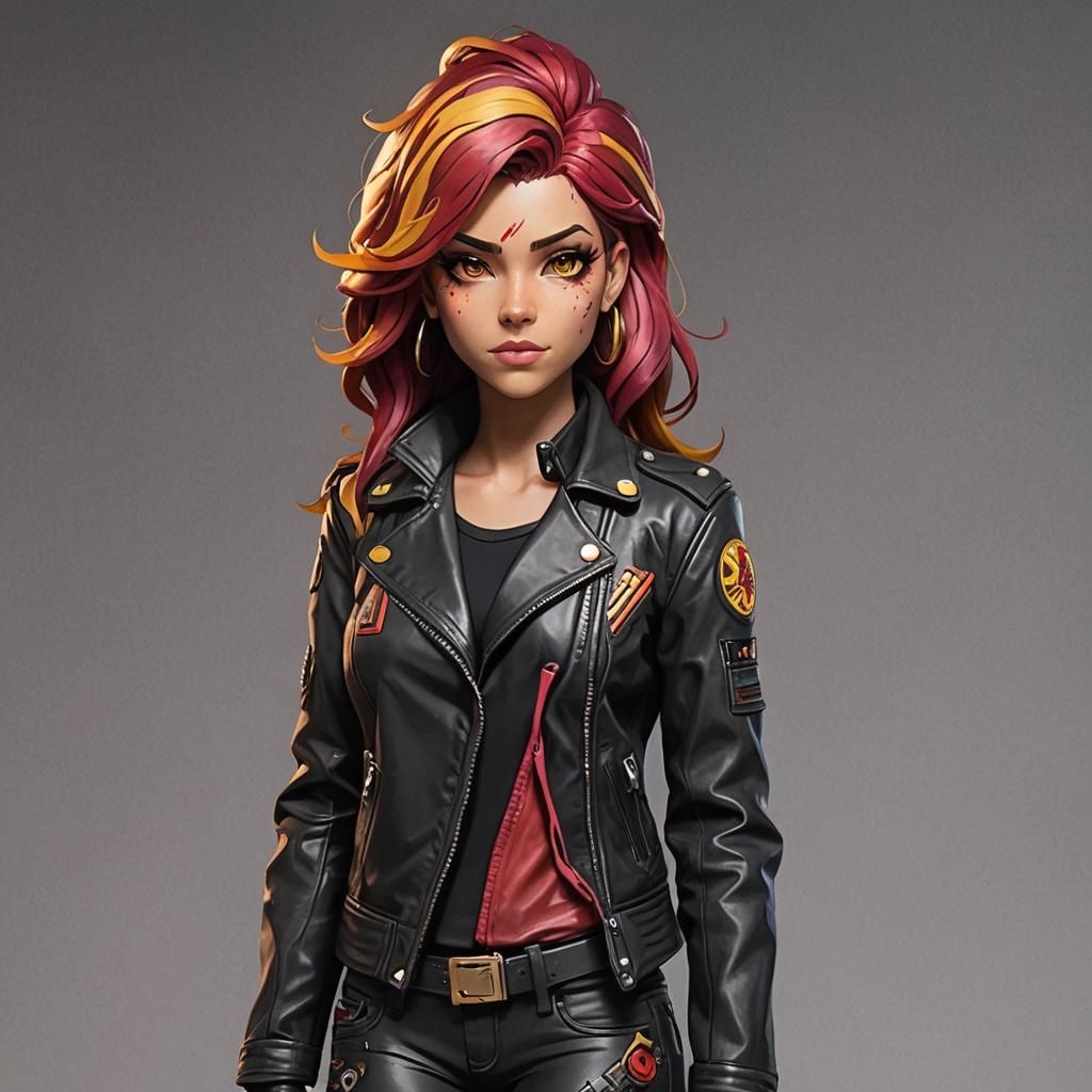 Sunset Shimmer in Cyberpunk Leather Jacket
