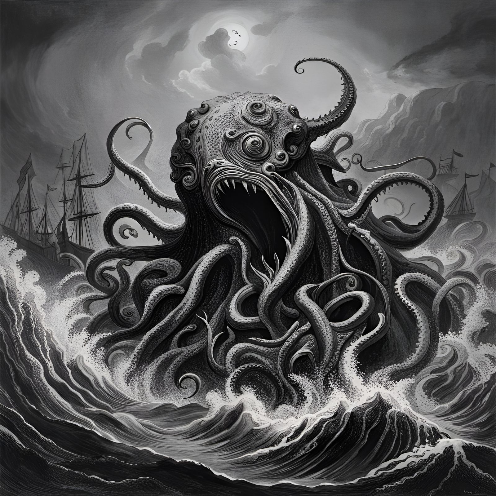 Cthulhu Horror in Gustave Doré Style
