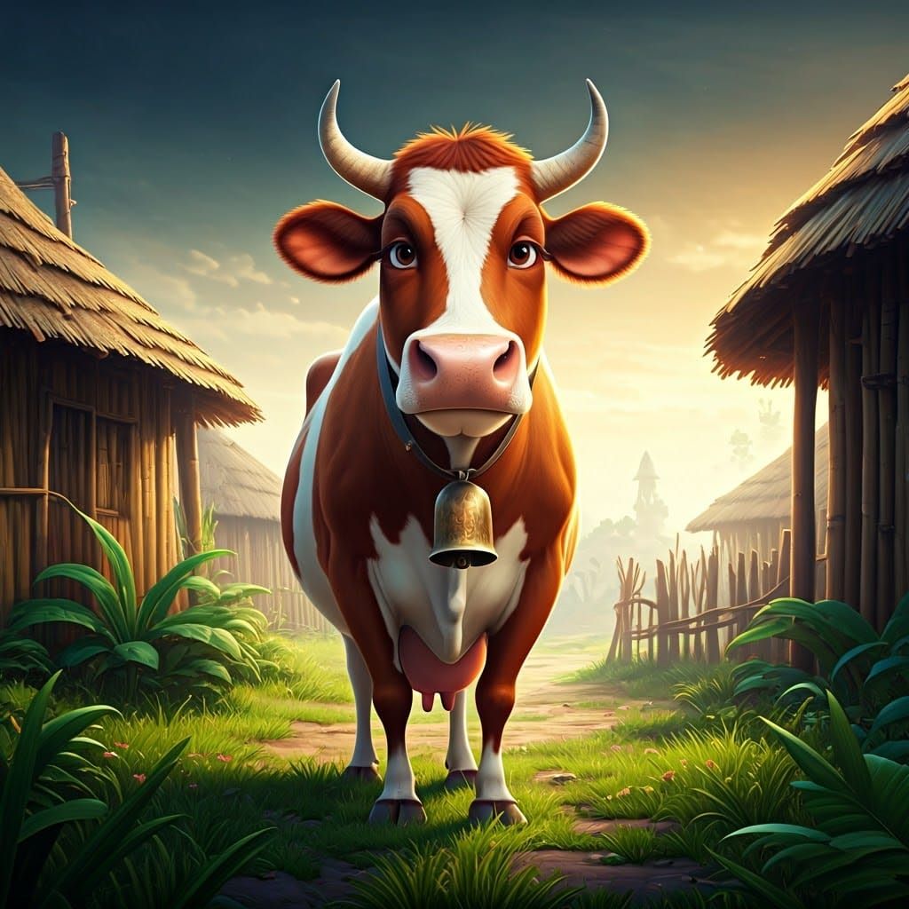 Rural Village Idyll in Vibrant Color