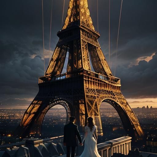 Eiffel Tower at Dusk: Cinematic Digital Painting
