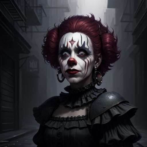 Crying Clown Portrait in Dark Alley