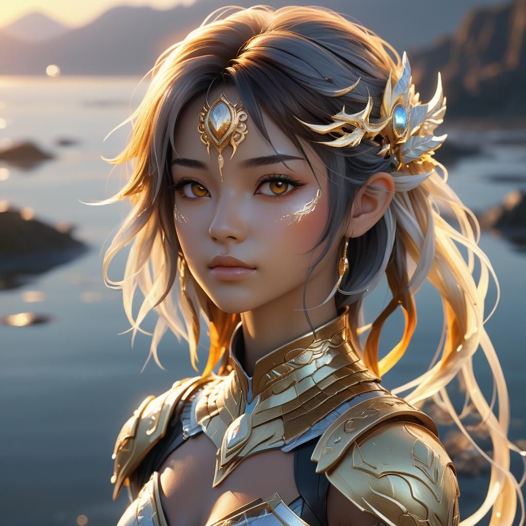 Shadar-Kai Sunset: Vibrant 3D Anime Portrait