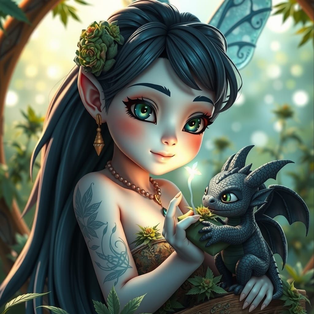 Dragon and Blue Fairy: 3D Anime Art