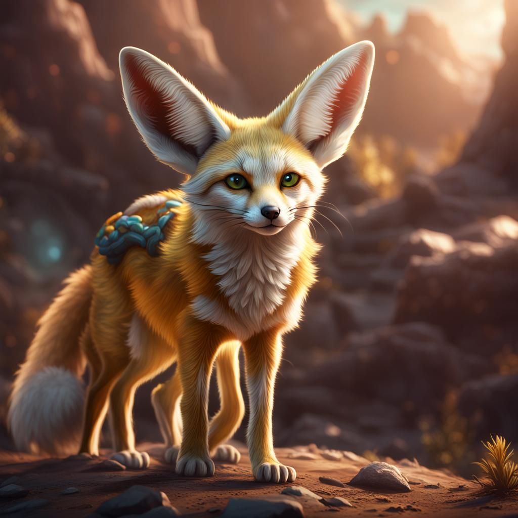 Fantastical Fennec Fox in Detailed Matte Painting