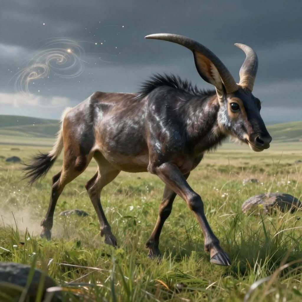 Muscular Prairie Grazer with Glowing Blue Claws