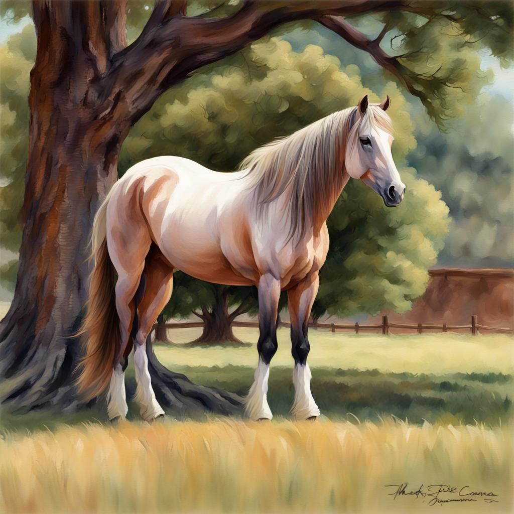 Quarter Horse Pony in Gouache Style